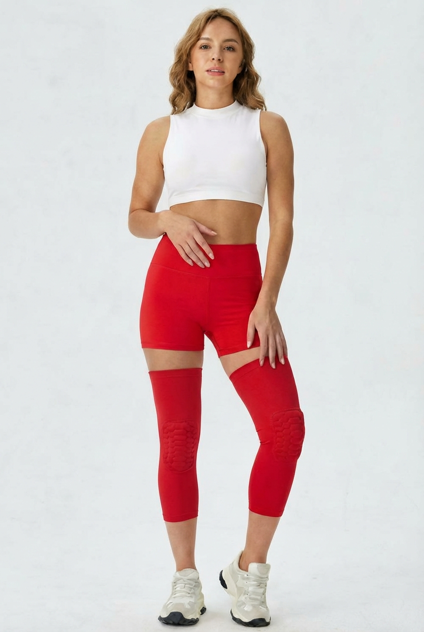 2 Maintiens de Compression pour Genoux et Jambes Rouge